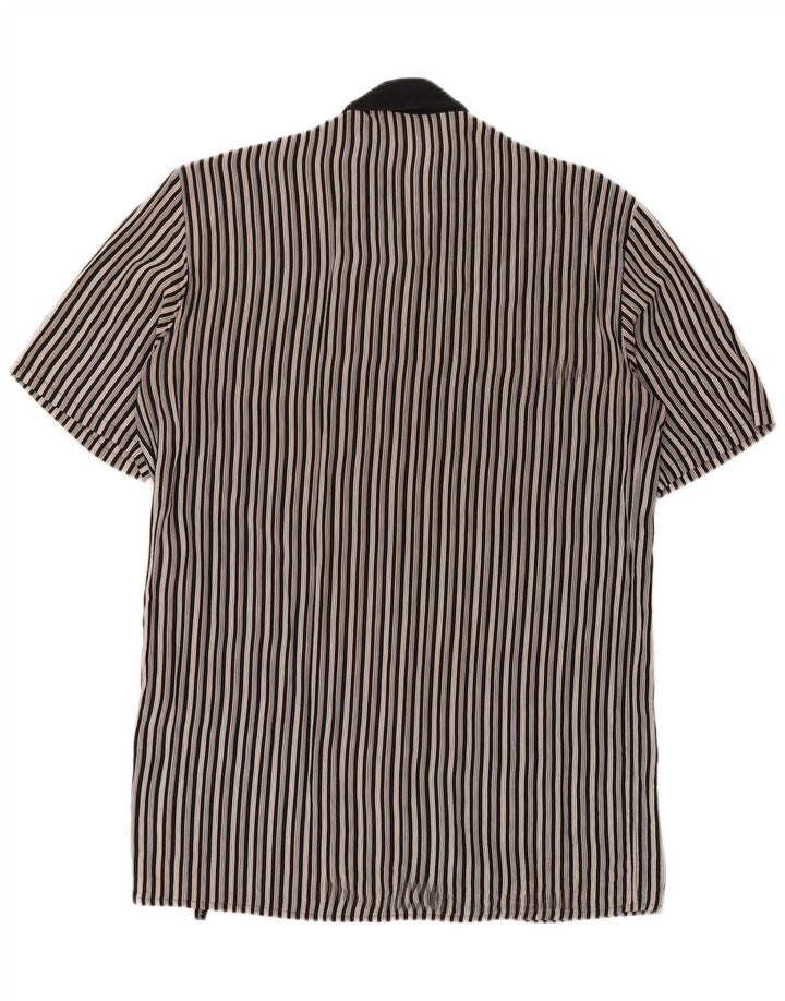 Camisa masculina de manga curta MESSORI pequena seda listrada preta
