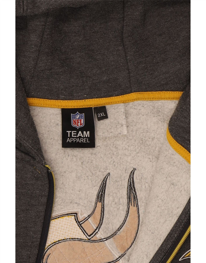Suéter masculino com capuz e zíper da NFL 2XL poliéster cinza