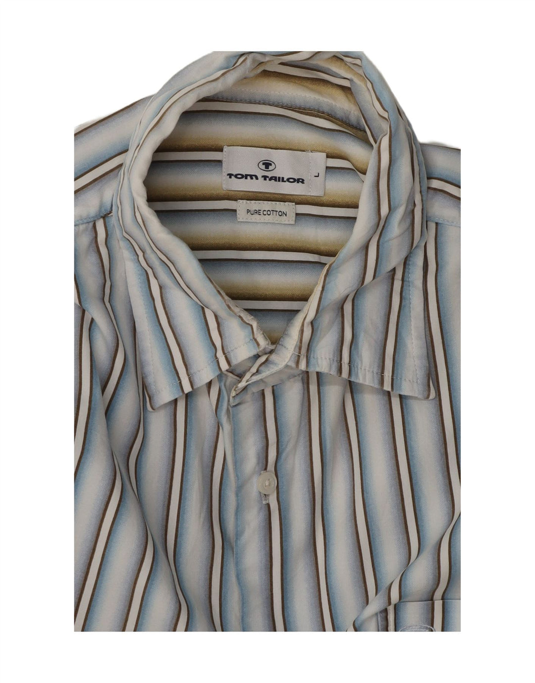 Camisa masculina TOM TAILOR grande algodão listrado azul