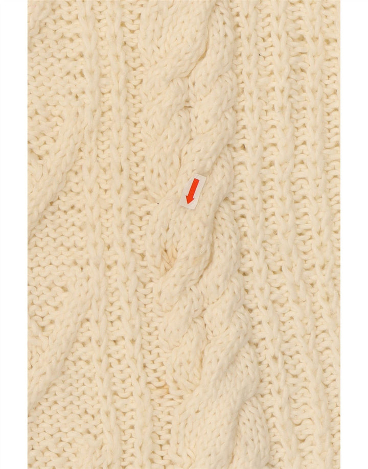 Suéter feminino VINTAGE com gola tartaruga Reino Unido 16 grande off white