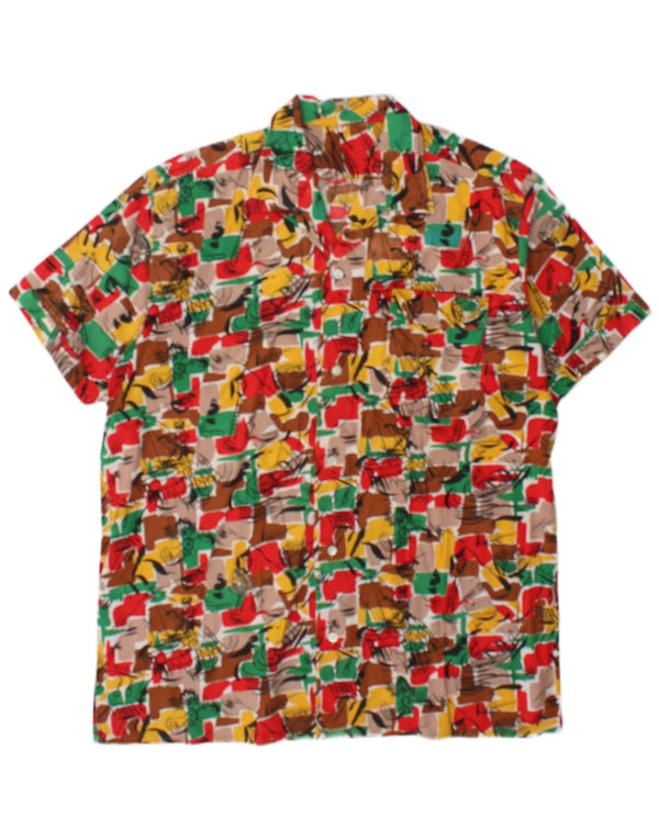 Camisa masculina vintage de manga curta tamanho 40 médio multicolorido