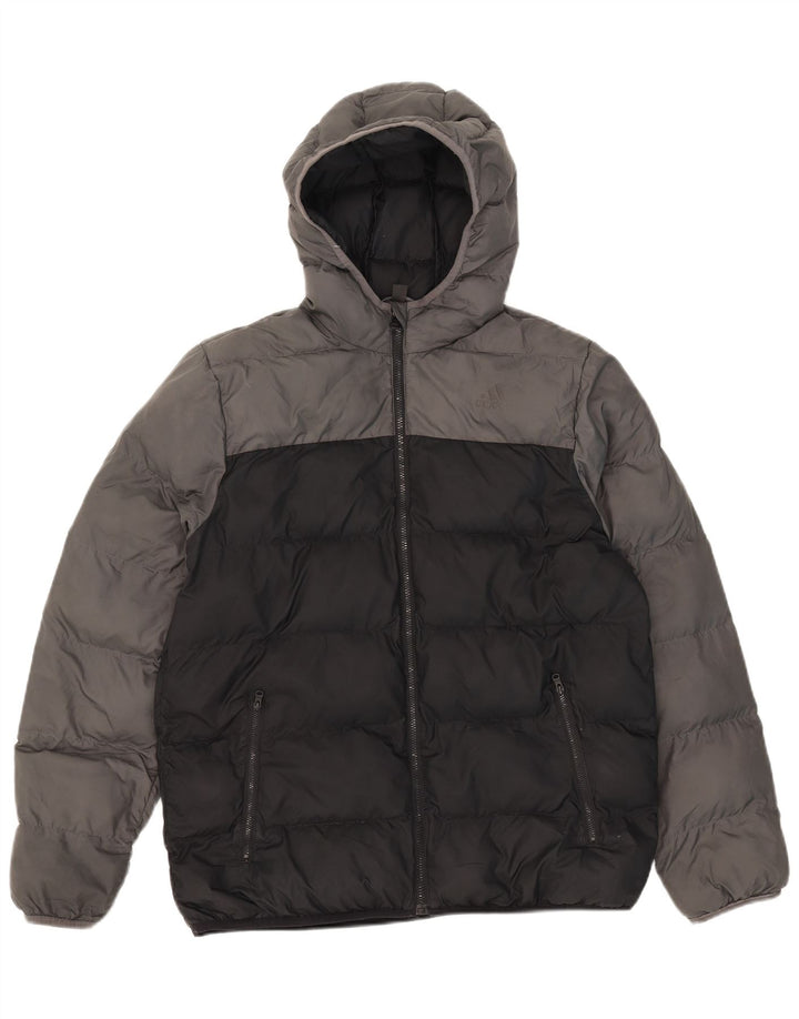 Jaqueta acolchoada com capuz Adidas meninos 15-16 anos preto colorblock poliéster