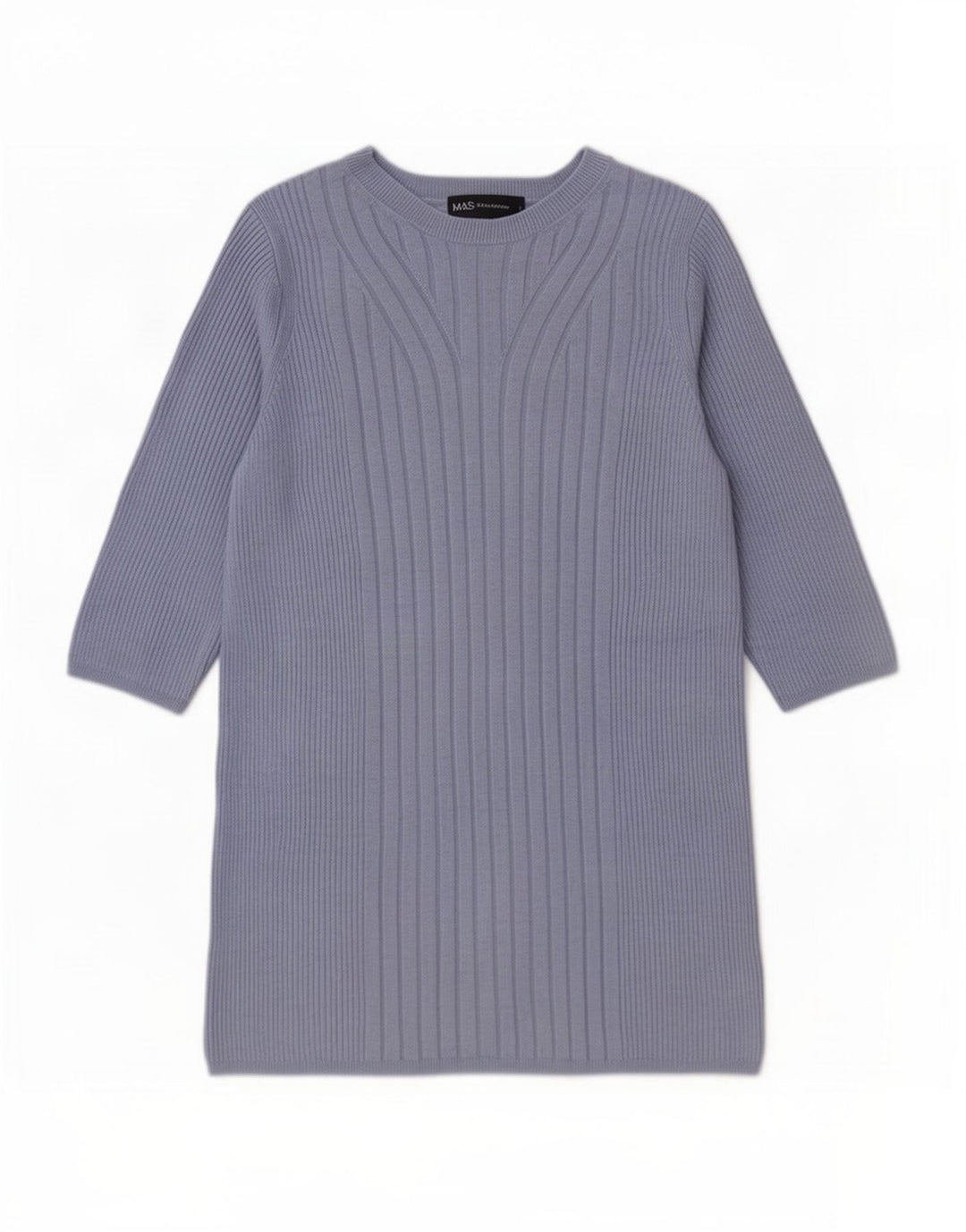 Suéter feminino Marks & Spencer com gola redonda Reino Unido 12 azul médio