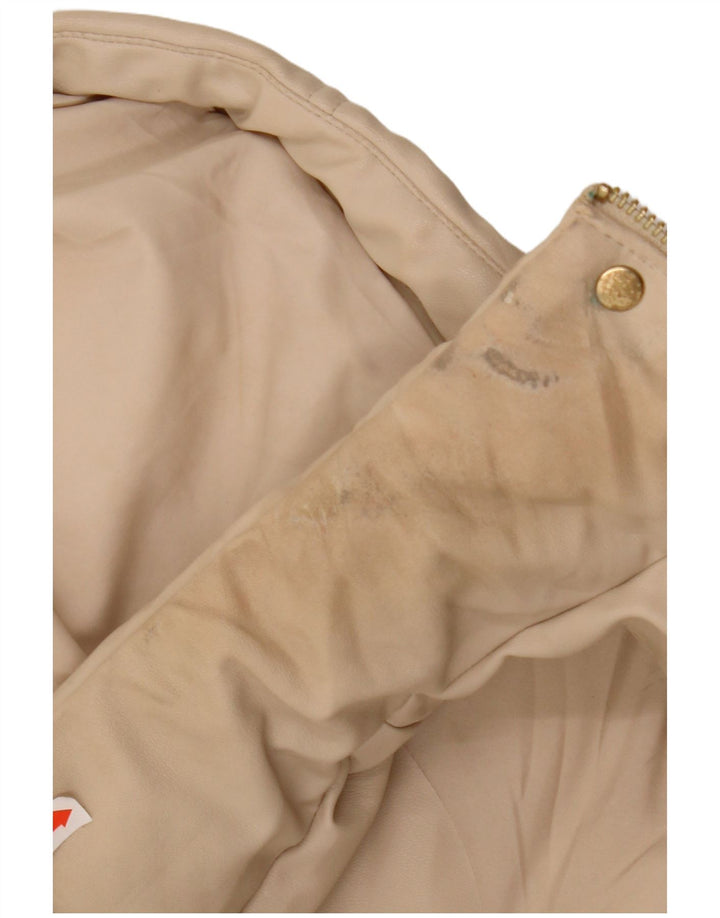 Casaco feminino acolchoado com capuz sem mangas ZARA UK 14 poliéster bege médio