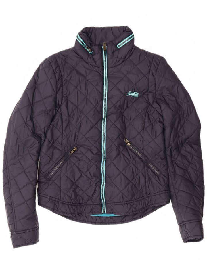 Jaqueta acolchoada feminina SUPERDRY UK 14 médio azul marinho nylon