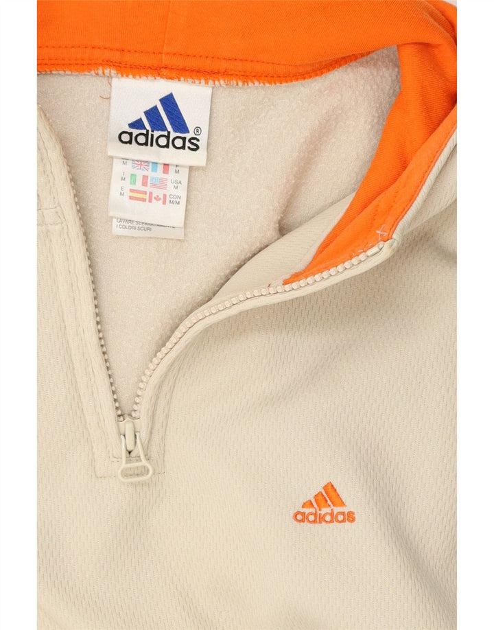 Adidas Mens Zip Neck Hoodie Jumper Médio Branco Poliéster