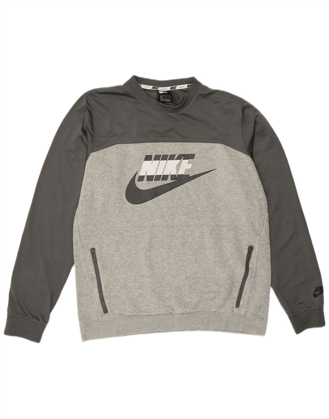 Moletom gráfico masculino Nike Jumper cinza médio algodão colorblock