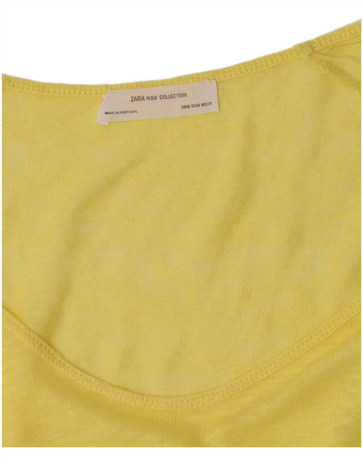 Zara Camiseta Feminina Top UK 12 Médio Amarelo