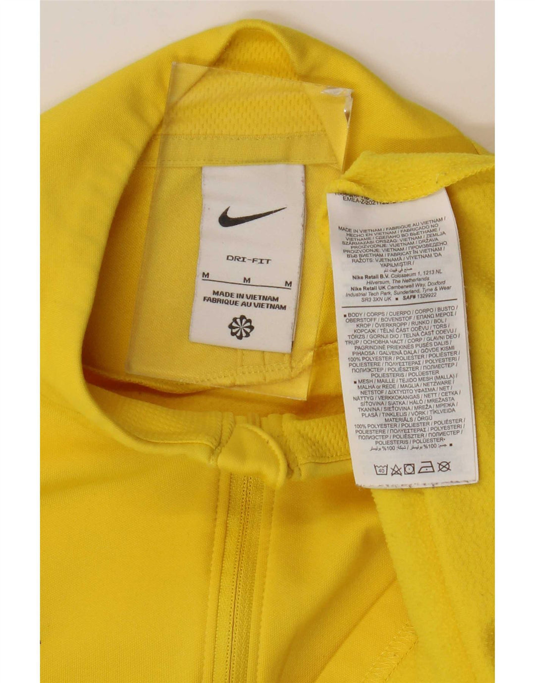 Nike Mens Dri Fit Zip Neck Pullover Treino Top Médio Amarelo Colourblock