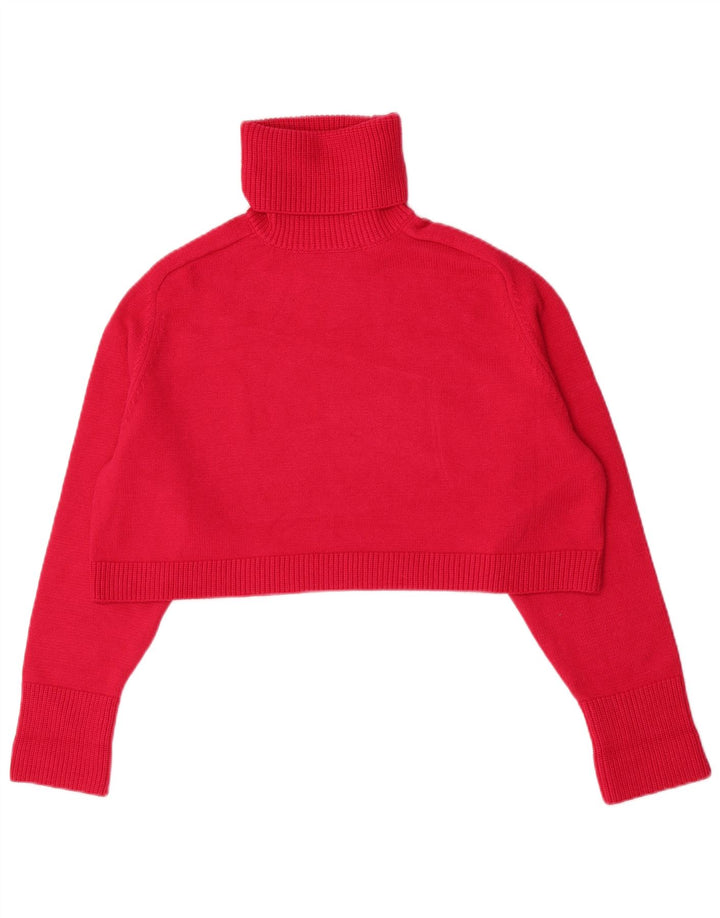Zara Suéter feminino cropped com gola redonda Reino Unido 14 viscose vermelha média