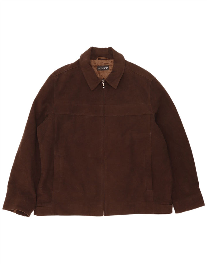 Jaqueta masculina Marks & Spencer Autograph Bomber UK 42 XL algodão marrom