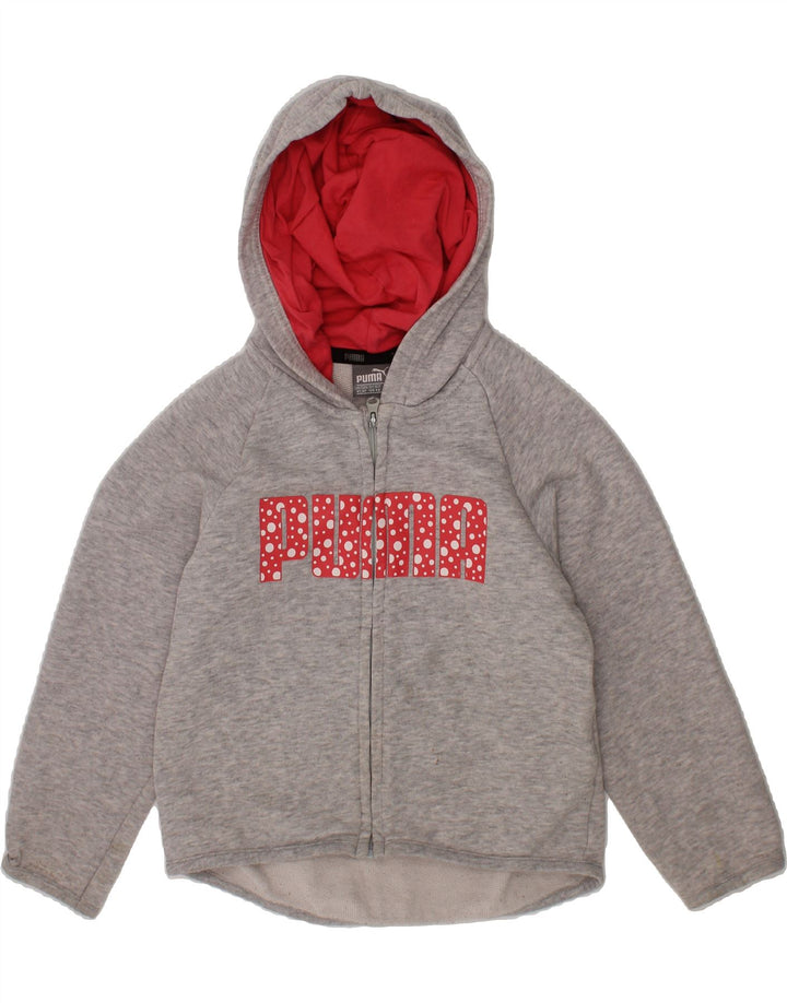 PUMA Girls Graphic Zip Hoodie Sweater 3-4 Years Grey Vintage Puma and Second-Hand Puma from Messina Hembry 