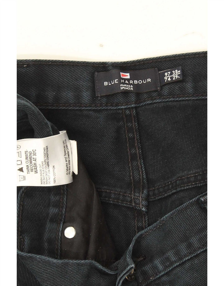 Calça jeans reta masculina Marks & Spencer Blue Harbor W38 L29 algodão preto