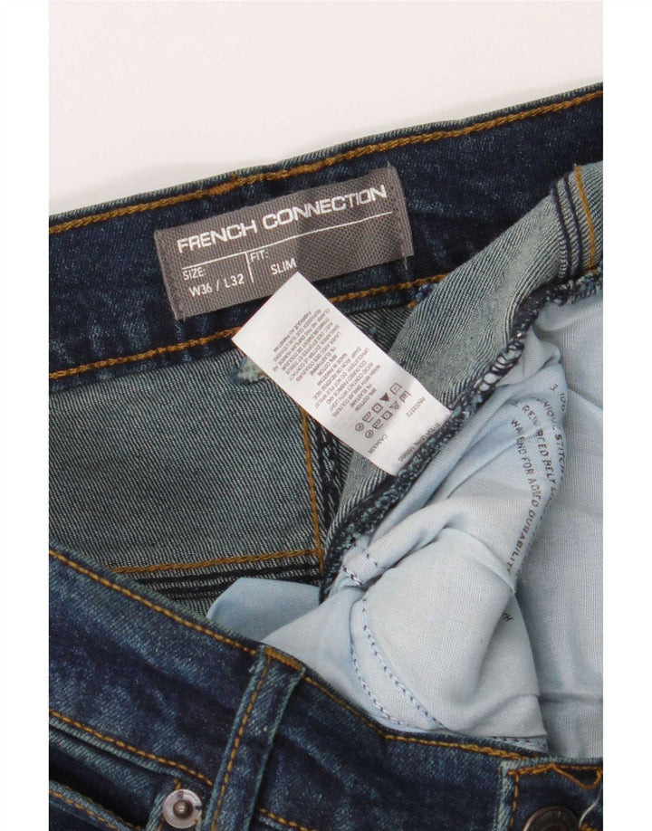 French Connection Mens Slim Jeans W36 L32 Azul Marinho Algodão