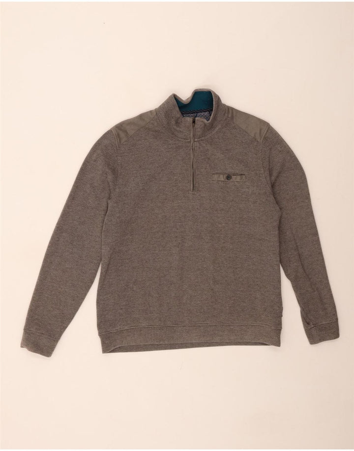 Suéter masculino TED BAKER com zíper e pescoço, tamanho 5 XL, poliéster cinza