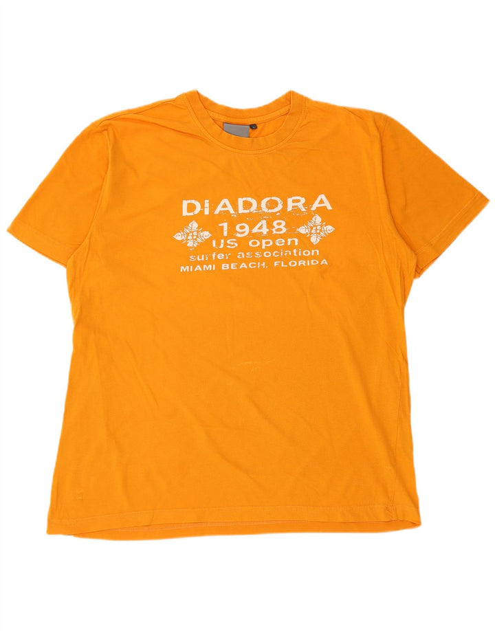 Camiseta masculina gráfica DIADORA Top grande algodão laranja