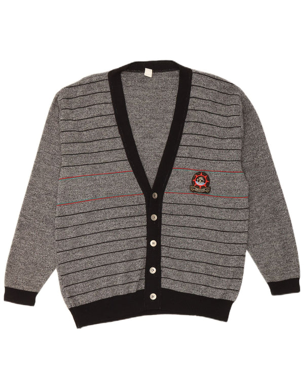 Vintage Mens Cardigan Sweater IT 50 Medium Grey Striped