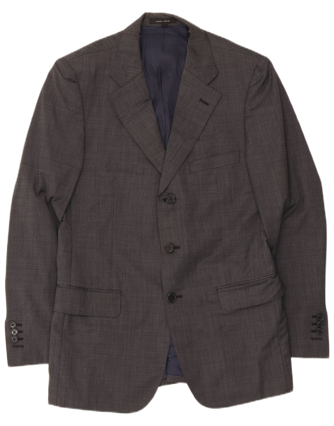 Jaqueta blazer masculina ZARA com 3 botões EU 46 pequena lã cinza