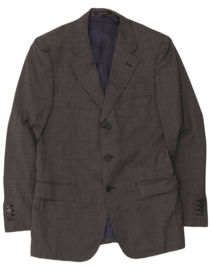 Jaqueta blazer masculina ZARA com 3 botões EU 46 pequena lã cinza