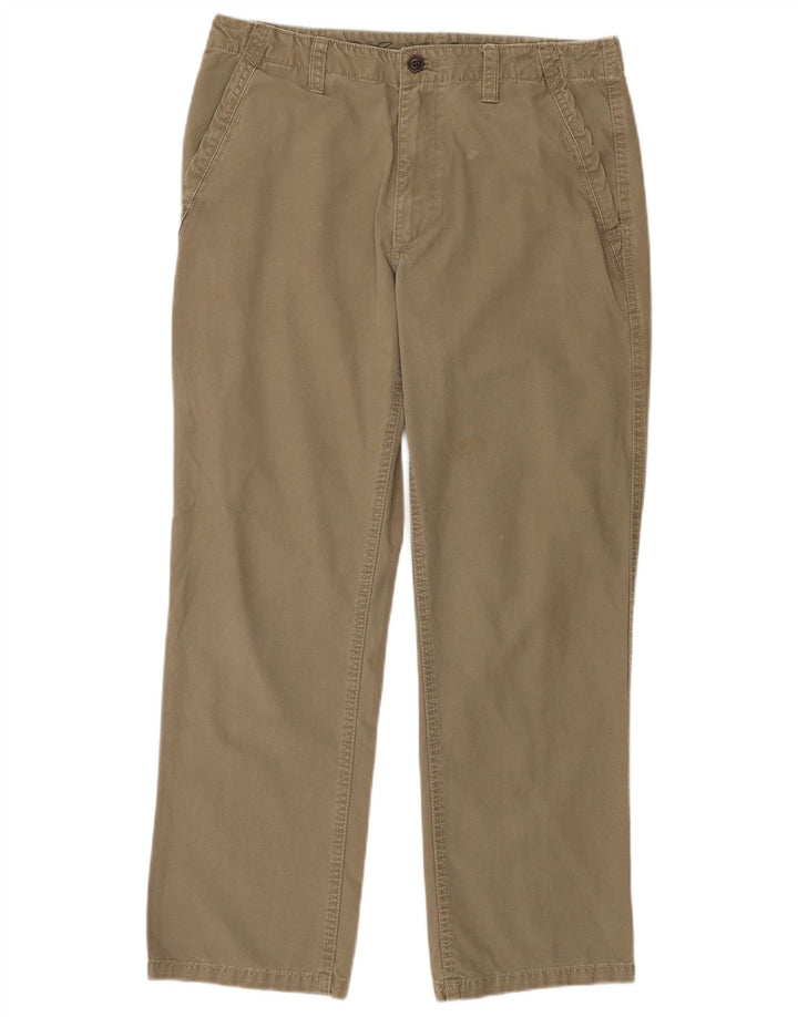 EDDIE BAUER Calça chino masculina reta W32 L30 algodão cáqui