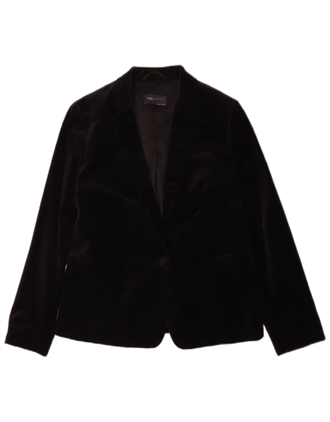 Jaqueta blazer feminina de veludo com 1 botão Marks & Spencer Reino Unido 10 pequena preta