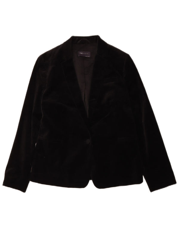 Jaqueta blazer feminina de veludo com 1 botão Marks & Spencer Reino Unido 10 pequena preta