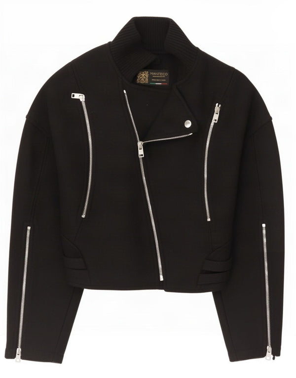 Jaqueta feminina Zara Biker UK 6 XS lã preta