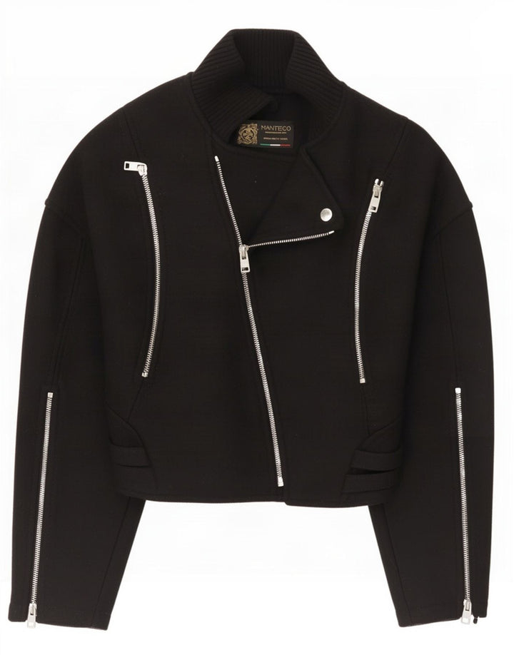 Jaqueta feminina Zara Biker UK 6 XS lã preta