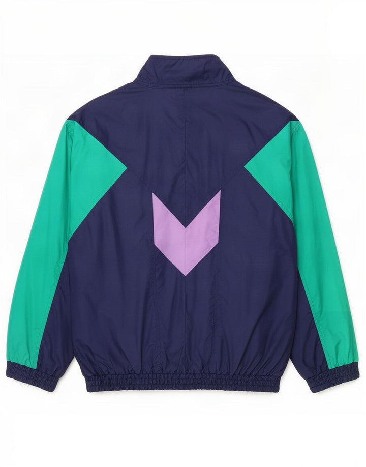 Jaqueta superior de agasalho masculino vintage grande poliamida colorblock azul marinho