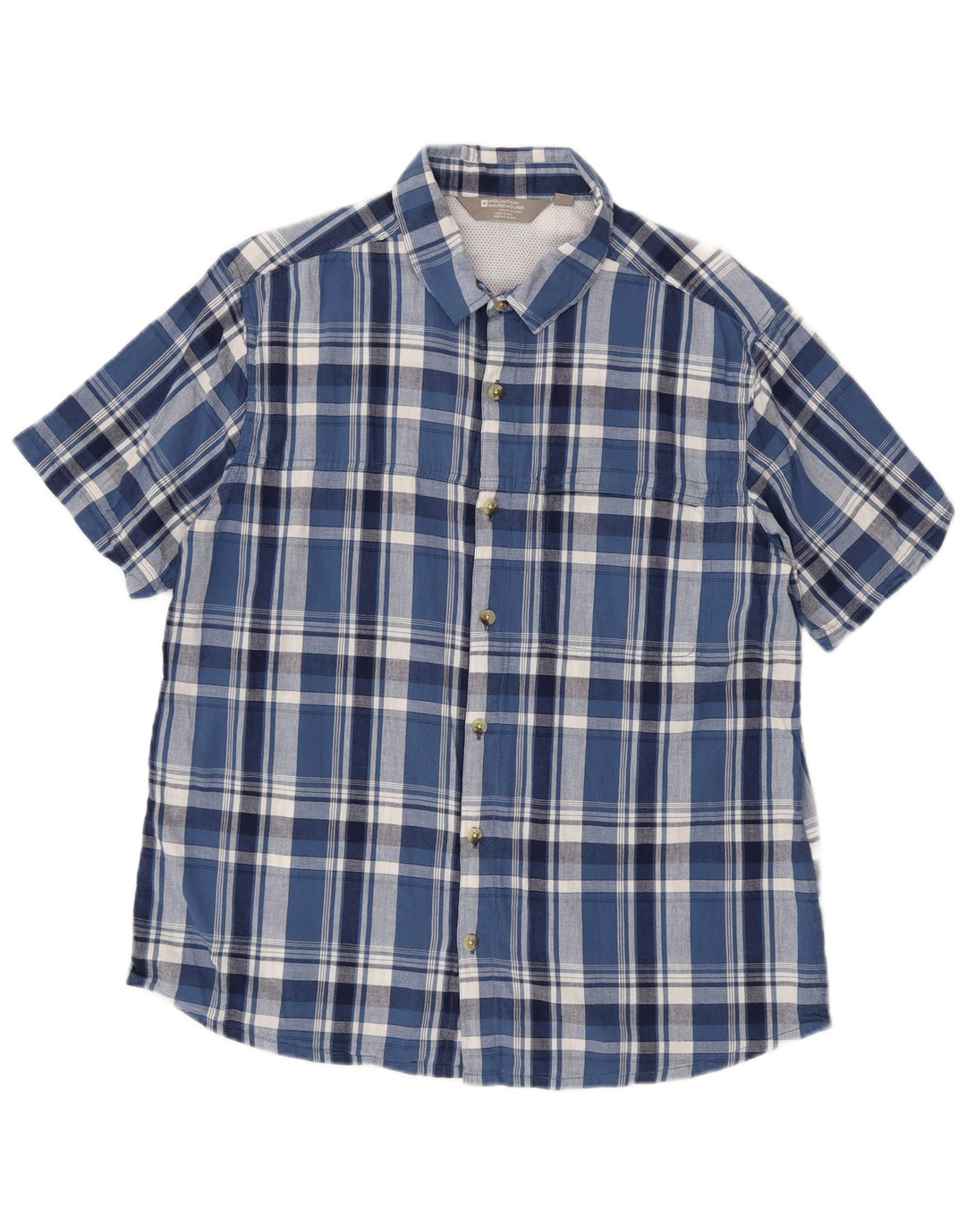 Camisa masculina de manga curta Mountain Warehouse algodão xadrez azul grande