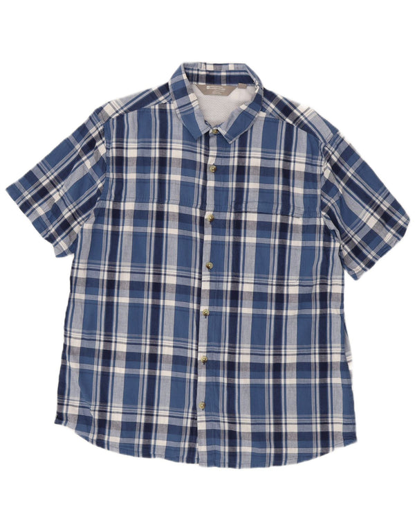 Camisa masculina de manga curta Mountain Warehouse algodão xadrez azul grande