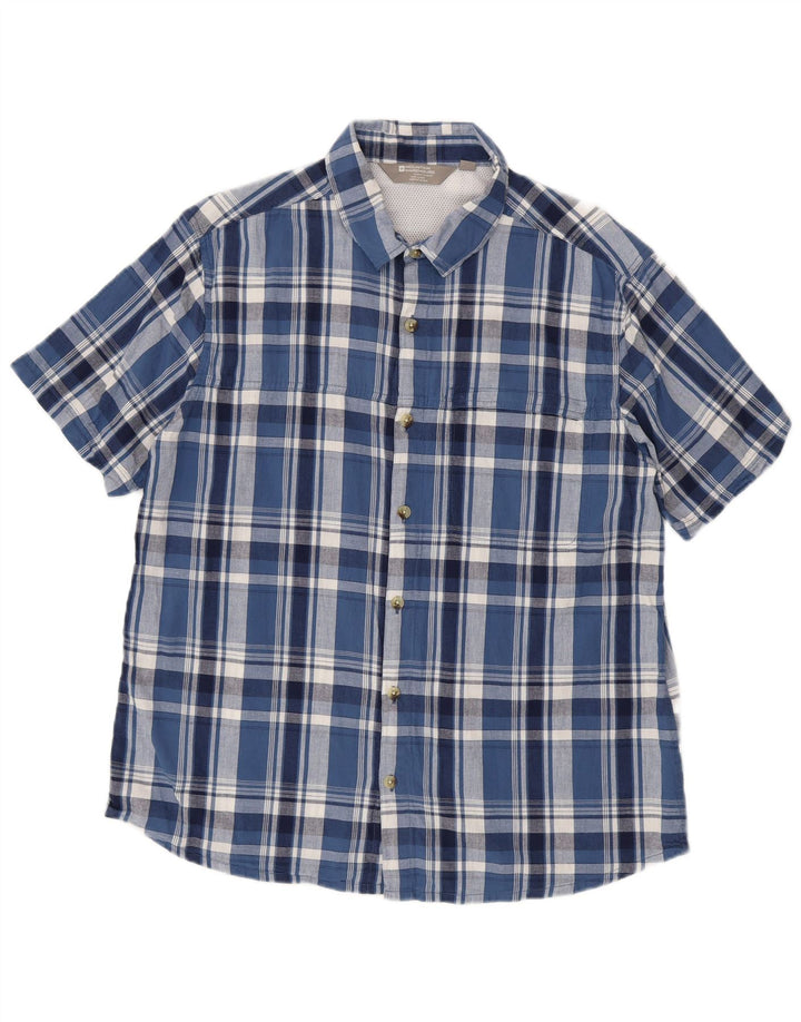 Camisa masculina de manga curta Mountain Warehouse algodão xadrez azul grande