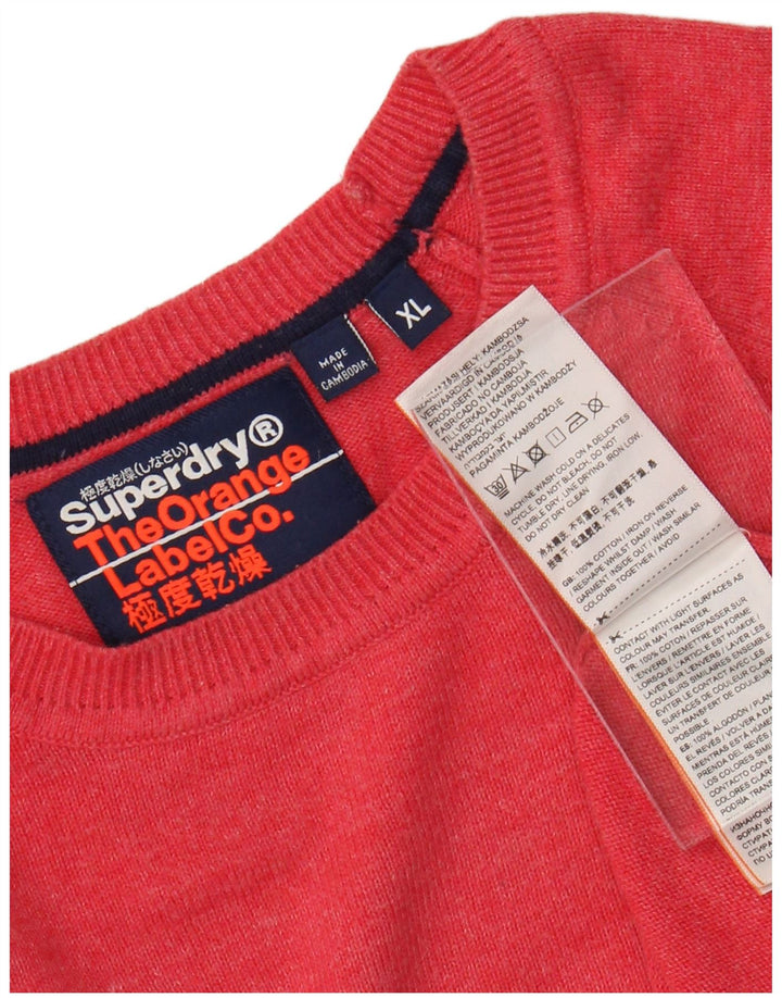 Suéter masculino SUPERDRY com gola redonda XL algodão vermelho