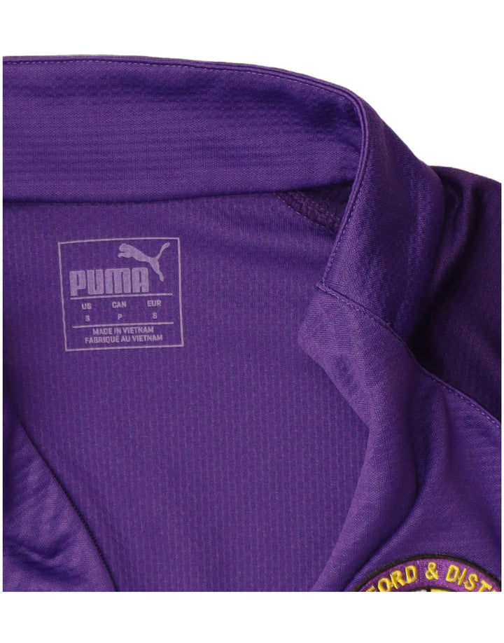 PUMA Mens Graphic Zip Neck Pulôver Treino Top Pequeno Roxo Geométrico