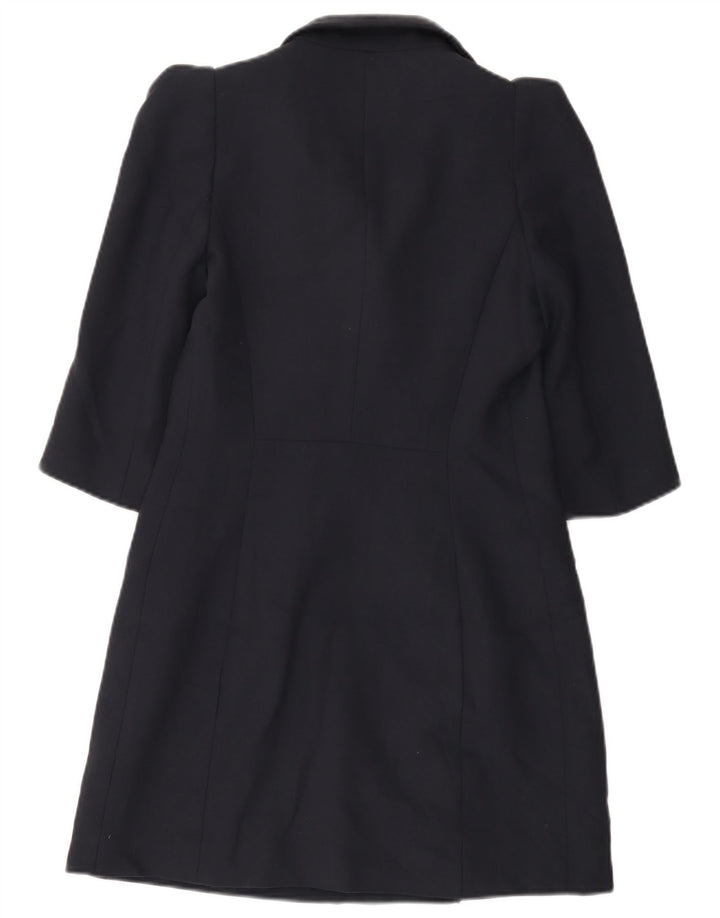 Jaqueta blazer feminina Zara Longline Double Breasted Reino Unido 12 Médio Azul Marinho