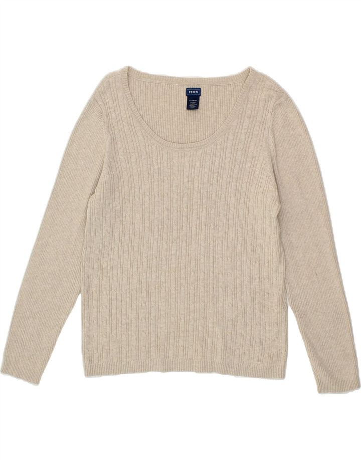 IZOD Womens Boat Neck Jumper Sweater UK 18 XL Beige Cotton Vintage Izod and Second-Hand Izod from Messina Hembry 