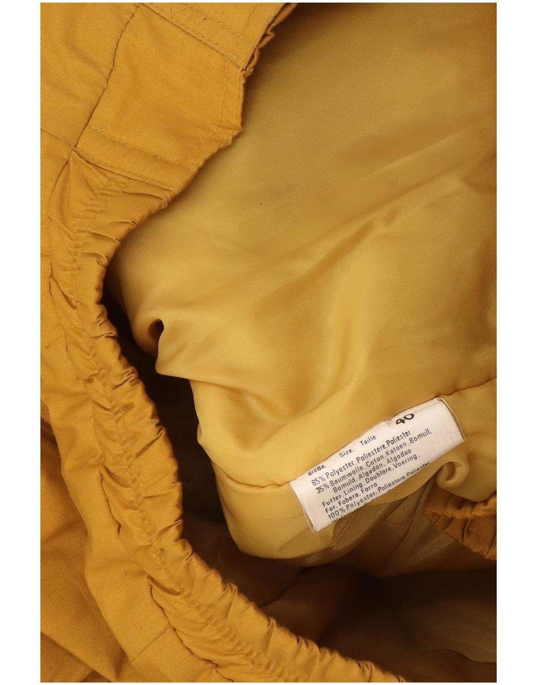 Jaqueta bomber de grandes dimensões EU 40 poliéster amarelo médio das mulheres vintage