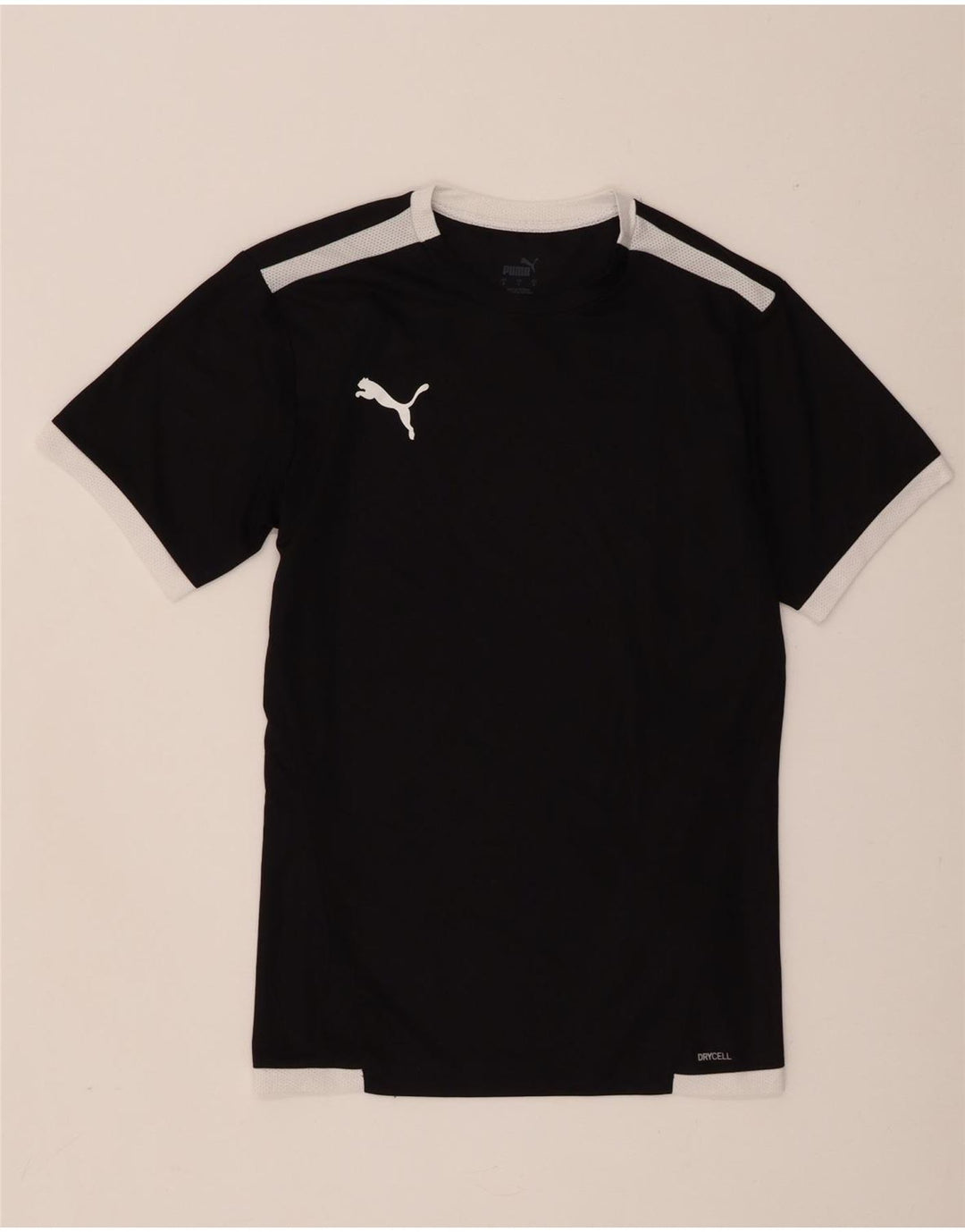 Camiseta masculina Puma pequena preta colorblock poliéster