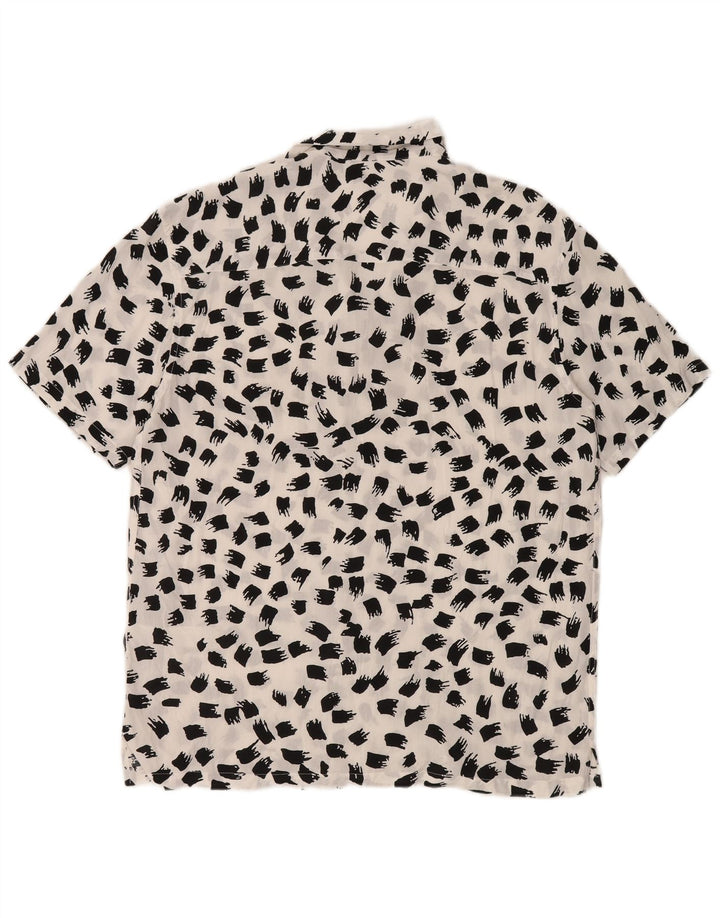 Zara Camisa masculina de manga curta regular fit grande viscose manchada branca