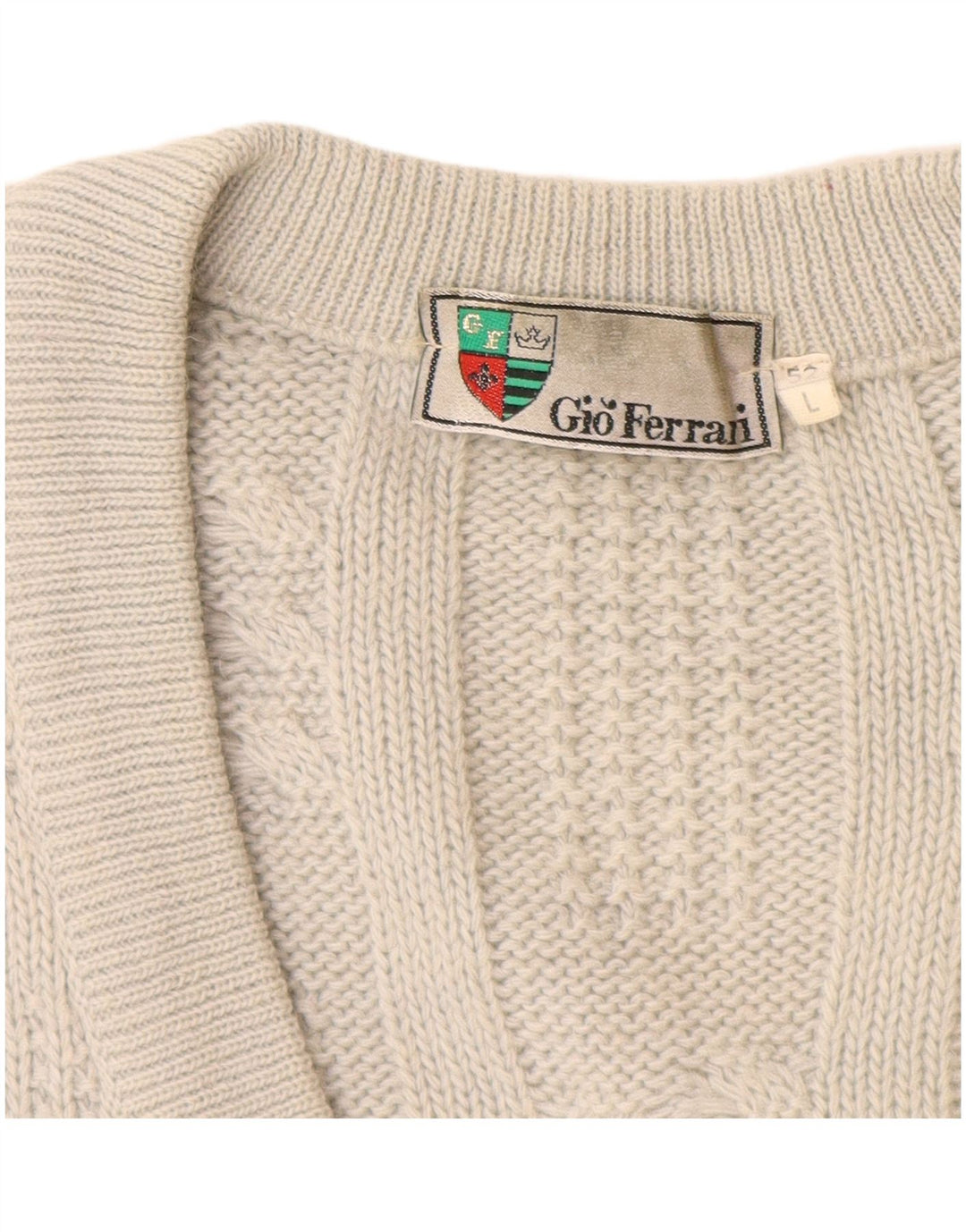 Suéter cardigã masculino GIO FERRARI IT 52 grande lã alpaca branca