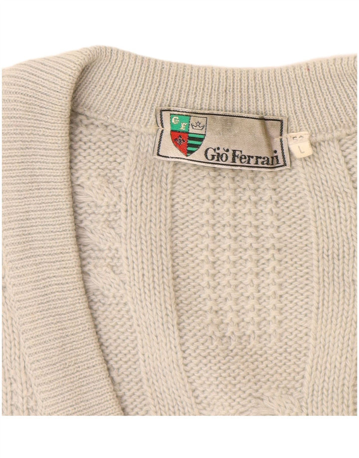 Suéter cardigã masculino GIO FERRARI IT 52 grande lã alpaca branca