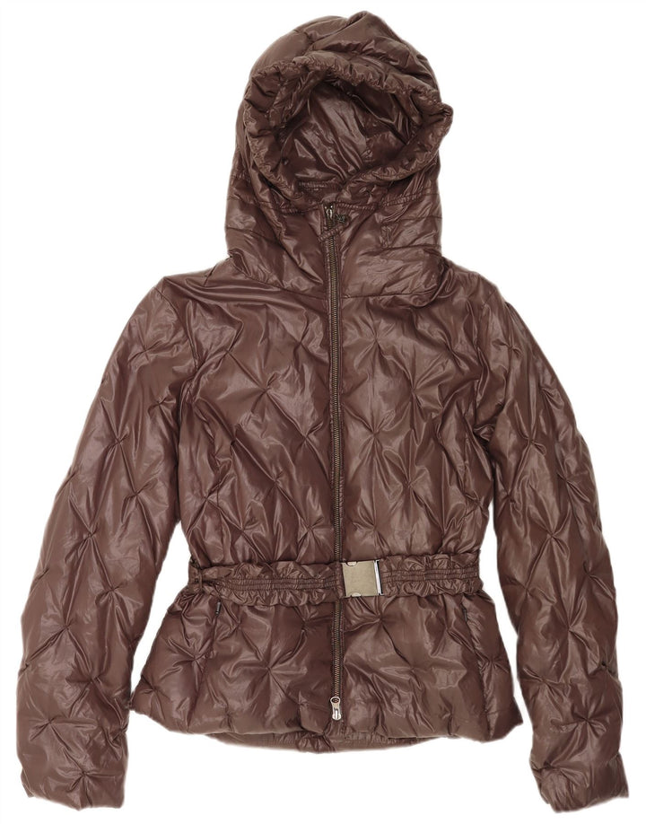 Jaqueta acolchoada com capuz feminino Cerruti 1881 IT 46 XL marrom poliamida