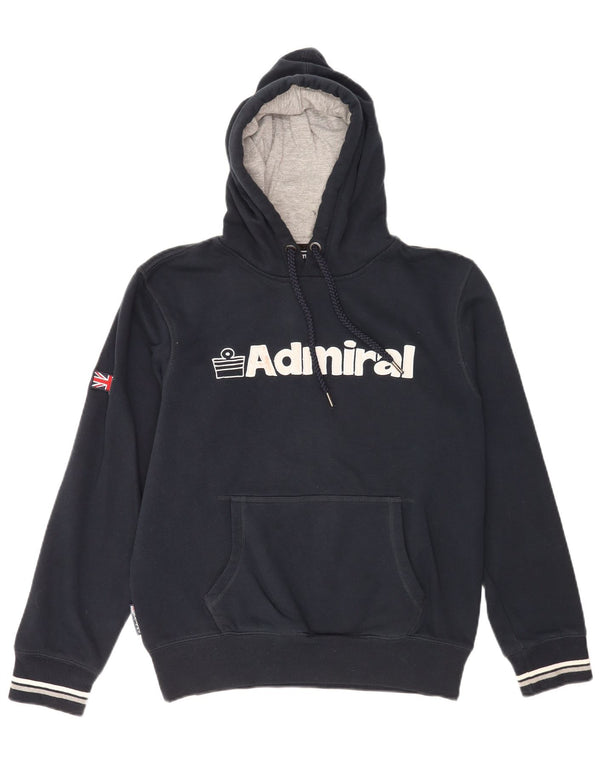 Admiral Mens Graphic moletom com capuz pequeno algodão azul marinho