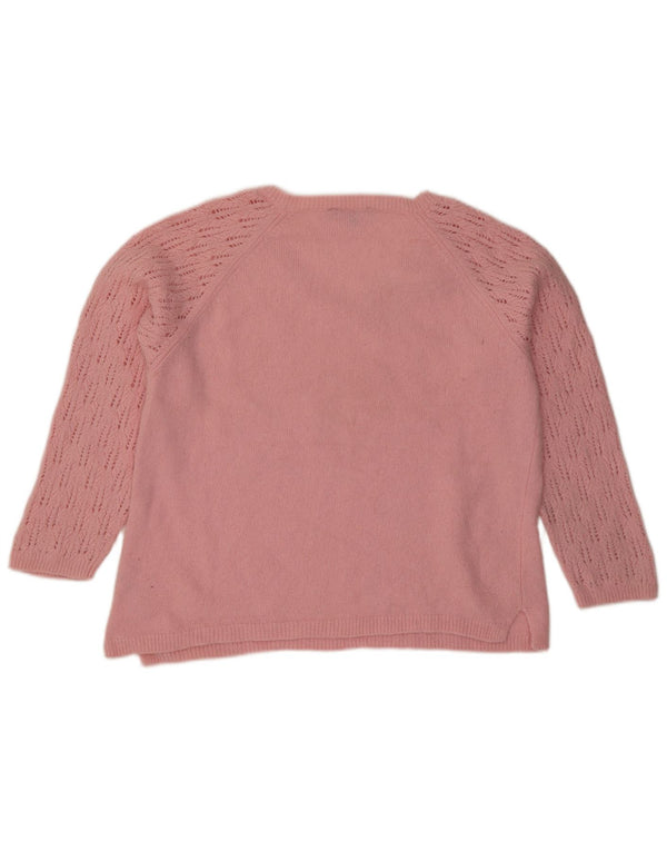 Suéter feminino Crew Clothing com decote em V UK 18 XL lã rosa