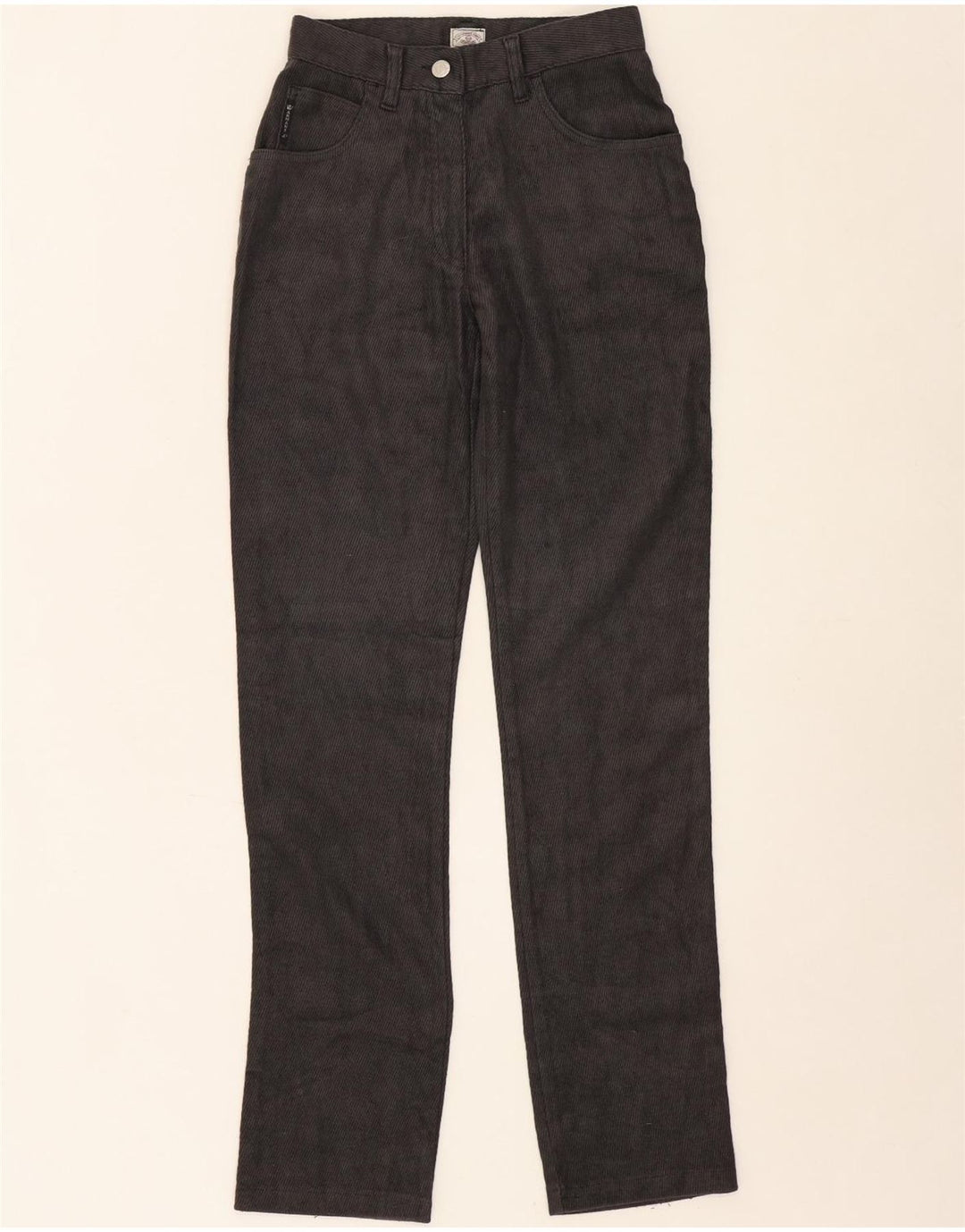 ARMANI Womens Straight Casual Trousers W26 L32 Grey Pinstripe Vintage Armani and Second-Hand Armani from Messina Hembry 