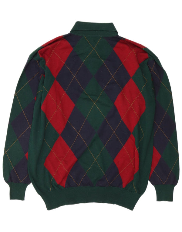 Suéter masculino Sky & Eagle com gola polo grande verde argyle/diamante