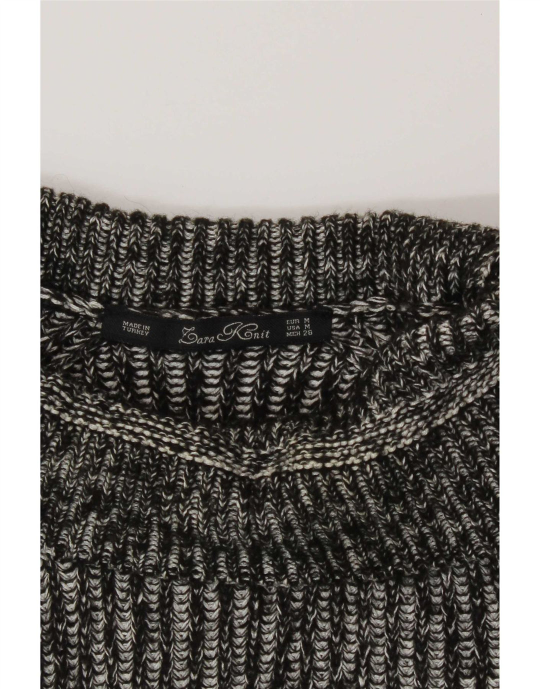 Suéter feminino Zara Longline com gola redonda Reino Unido 14 cinza médio manchado