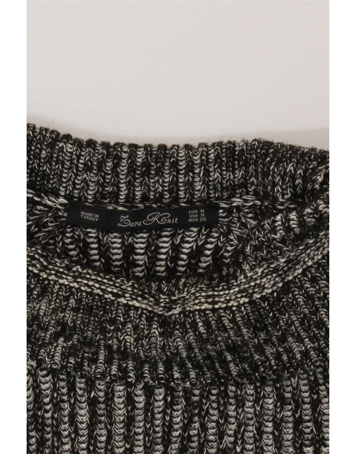 Suéter feminino Zara Longline com gola redonda Reino Unido 14 cinza médio manchado