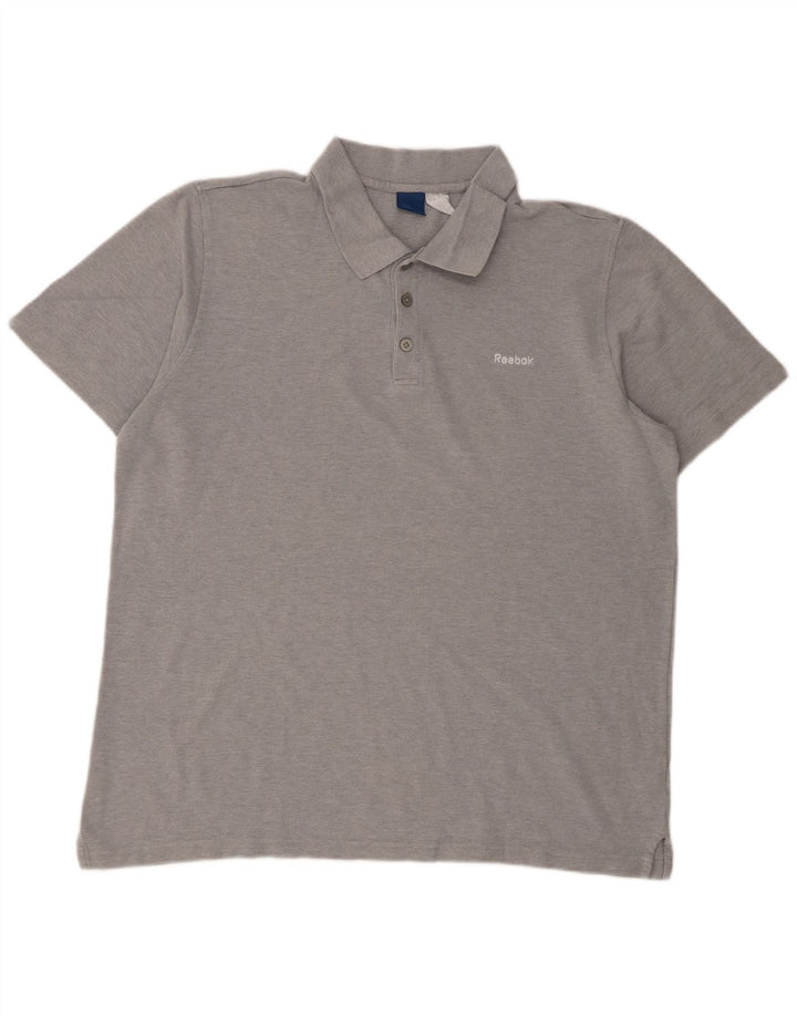 Camisa polo masculina Reebok XL cinza manchado de algodão