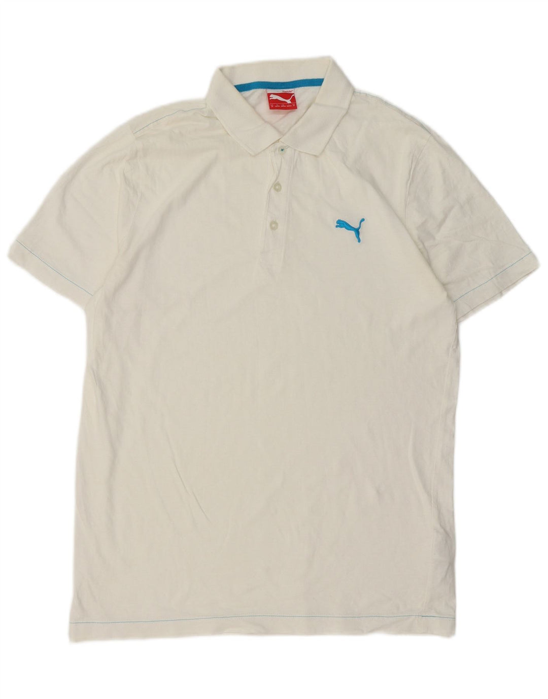 Camisa polo masculina PUMA de algodão branco médio